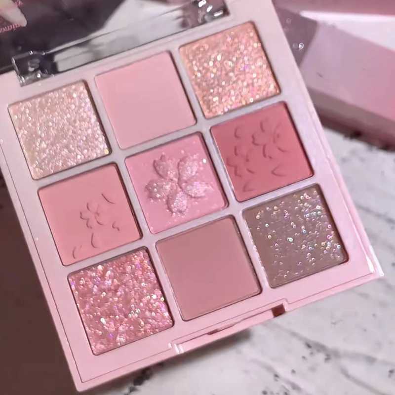 Sakura Nine-color Eyeshadow Palette Glitter Peach ly Eye Shadow Nude In Lasting Korean Charming Eyes Make Up PaletteW241212