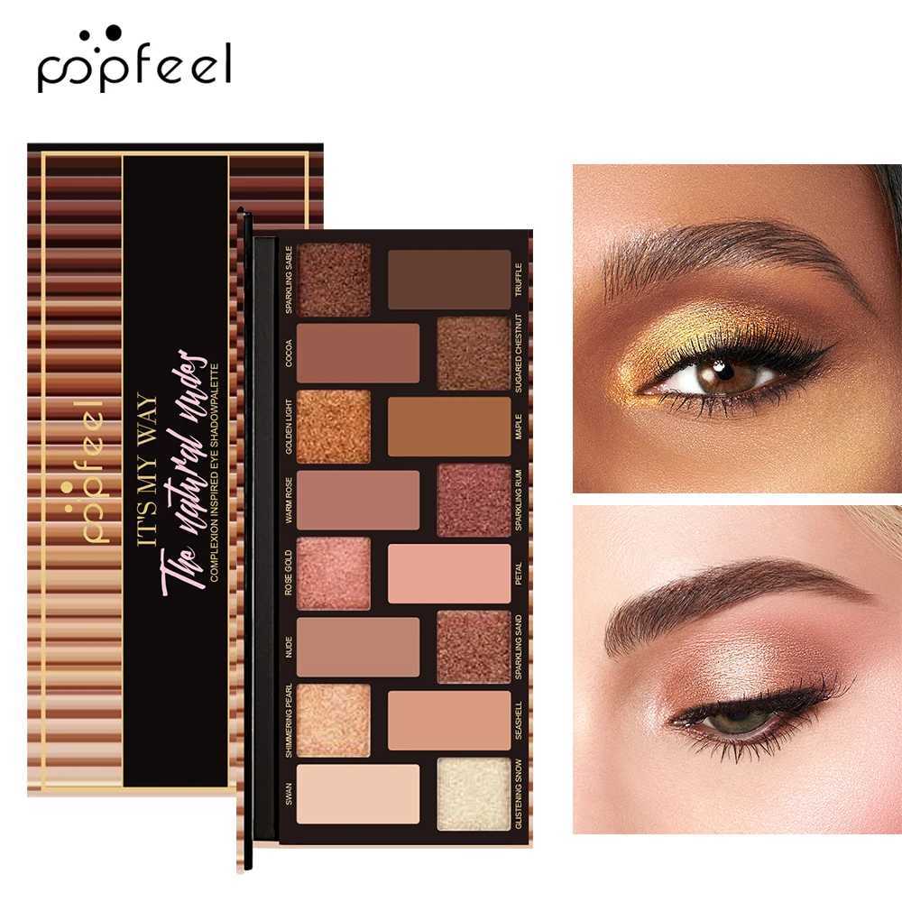 POPFEEL 16 color eye shadow palette makeup nude color eye shadow palette natural nude matte shimmer pigment eye shadowW241212