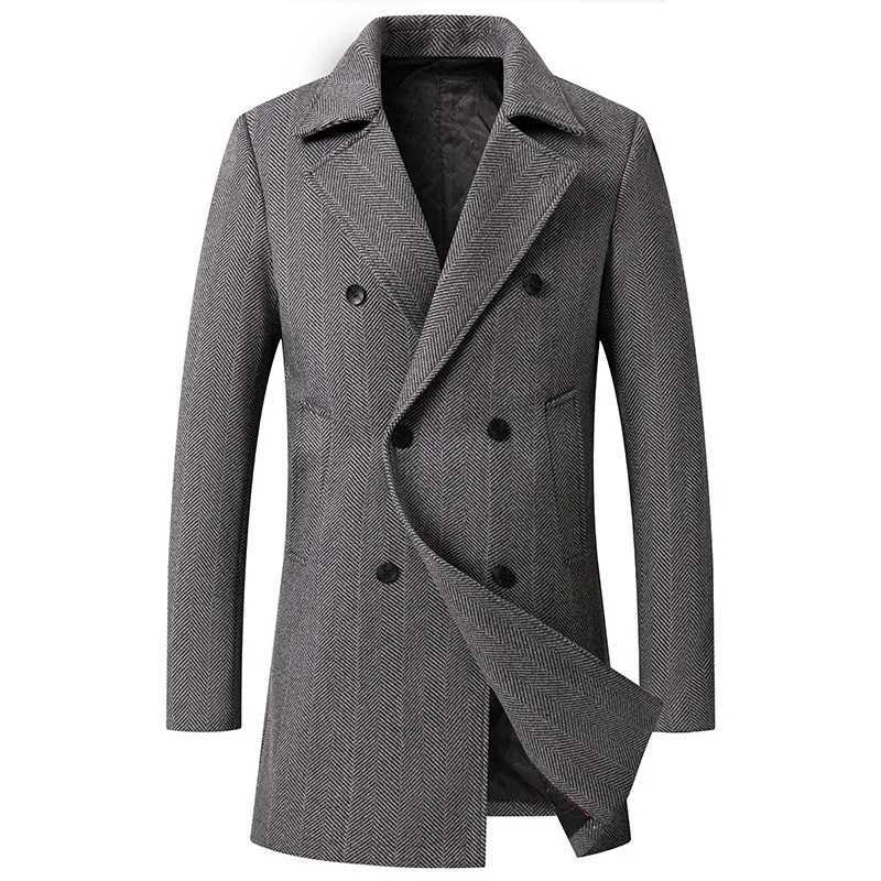 New Winter Men Double Breasted Woolen Coats Thicker Warm Cashmere Trench Coats Long Jackets High Quality Male Winter OvercoatsXJ241212