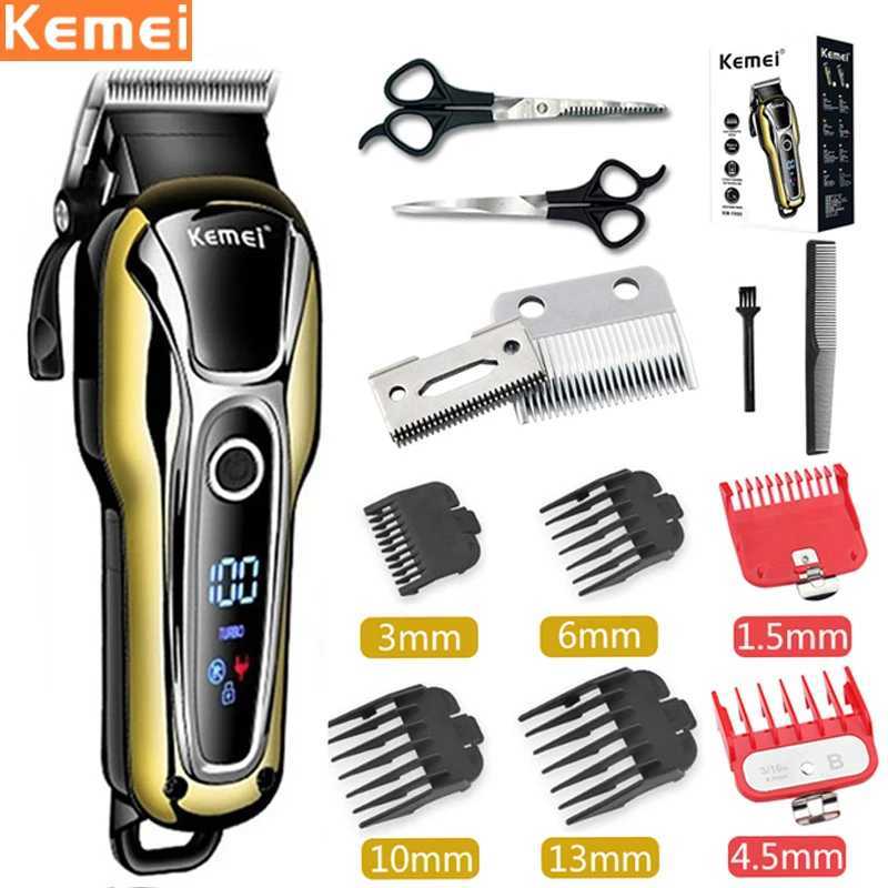 Kemei Hair Clipper Electric Hair Trimmer Professional Mens hair clipper cordless beard trimmer LED display Wireless Hair Cutter W241212