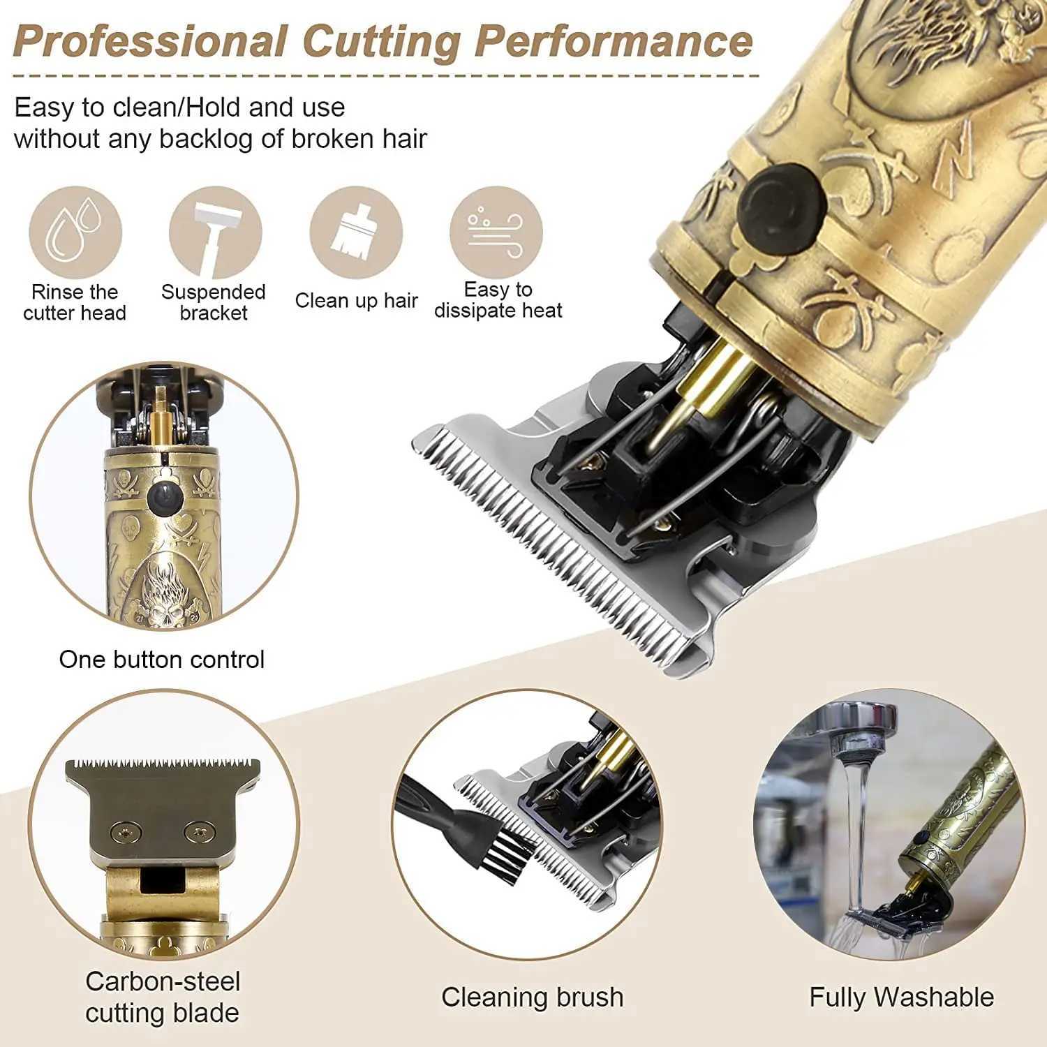 Professional mens hair clip with zero opening cordless hair trimmer professional mens hair clip and beauty kit rechargeable LED D W241212
