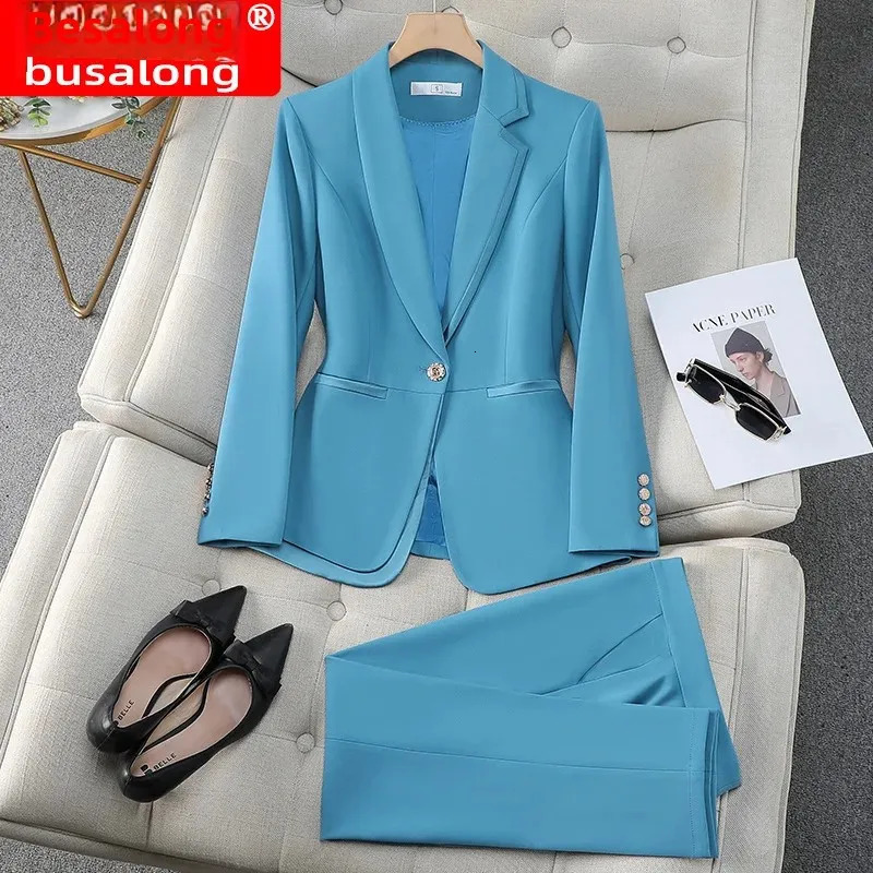 2024 womens long sleeved professional Western style bus jumpsuit Trouser smart workwear wardrobe stapler 241211