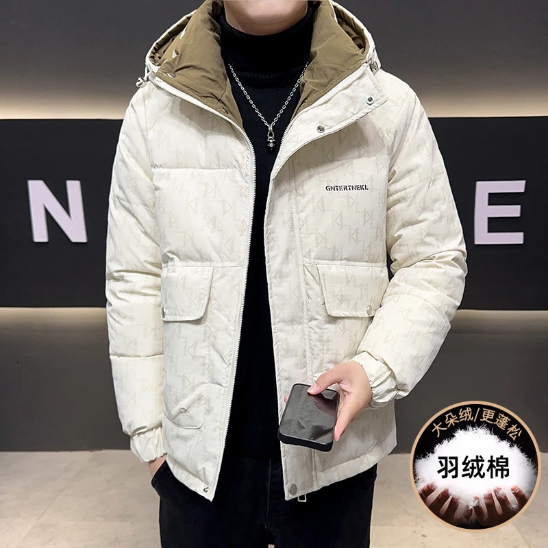 High quality winter white duck down jacket mens hooded puff jacket thick bread jacket warm pad jacket 241210