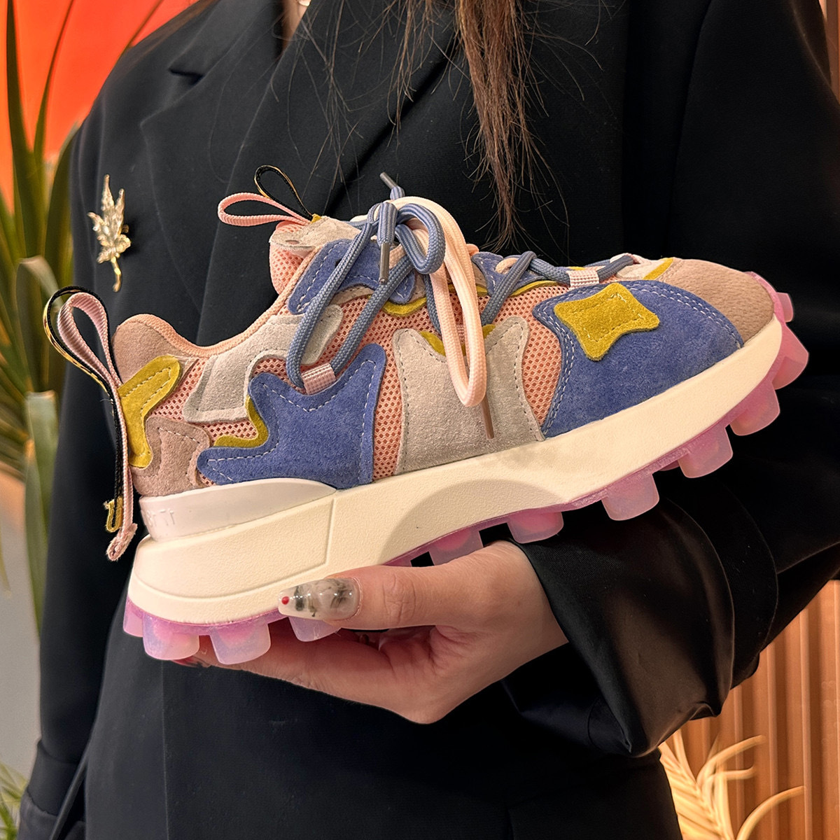 Hong Kong style fashion daddy shoes female 2024 spring new ins student casual heightening sports shoes female Size 35-40