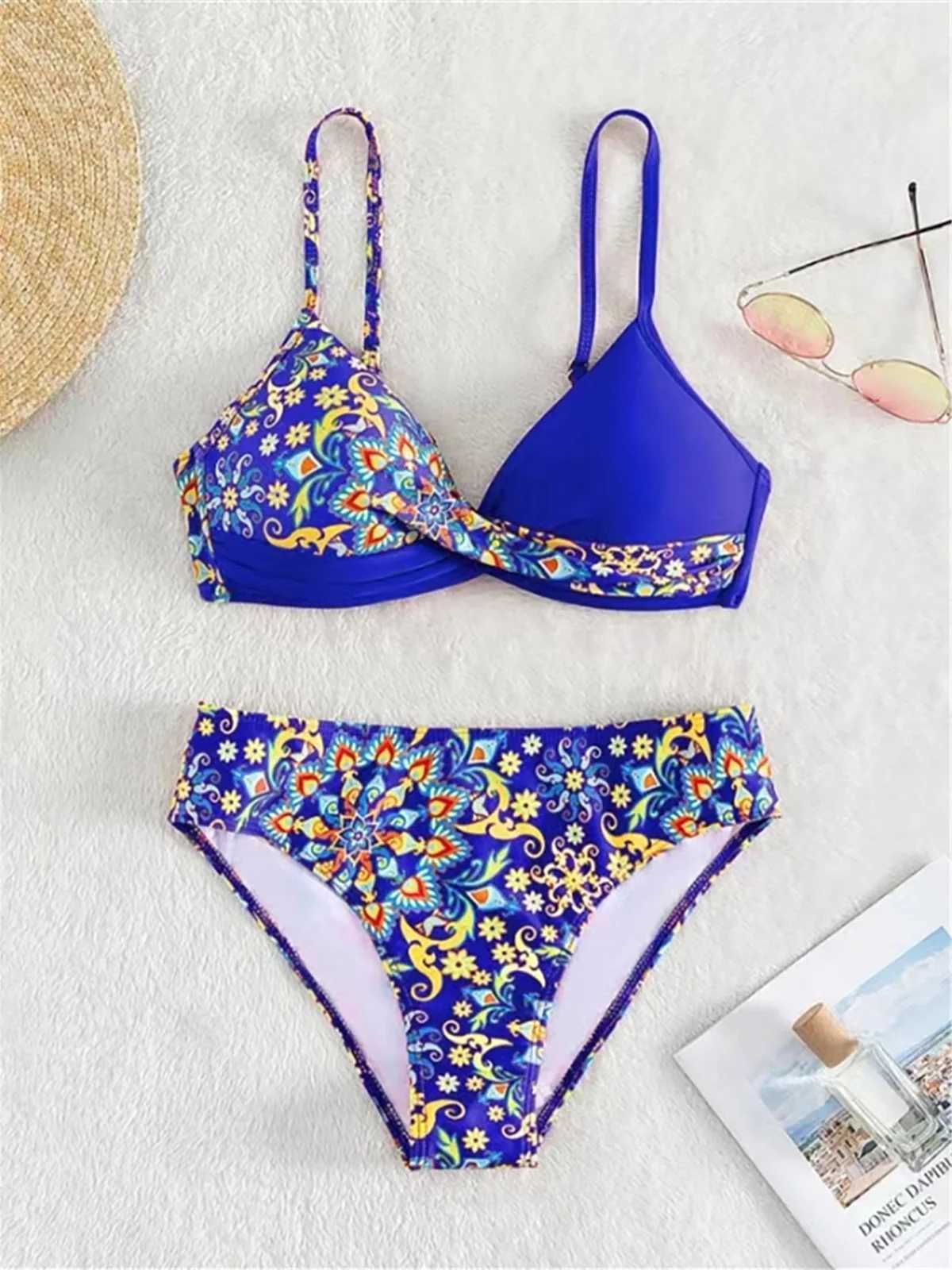 S - XL Printed Bikini Push Up Swimsuit Fa Swimwear Women Two-pieces Bikini set With Bra Cup Bather Bathing Suit Swim K5481XJ241212