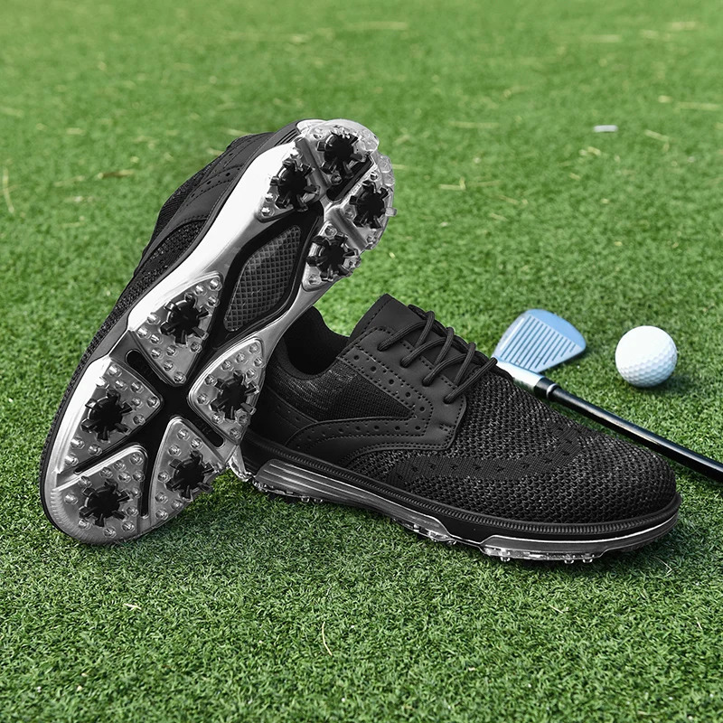 LiXingMing Golf Shoes Men Gray Large Size To 48 Breathable Cleats Sport Teenager Training Sneakers w241118