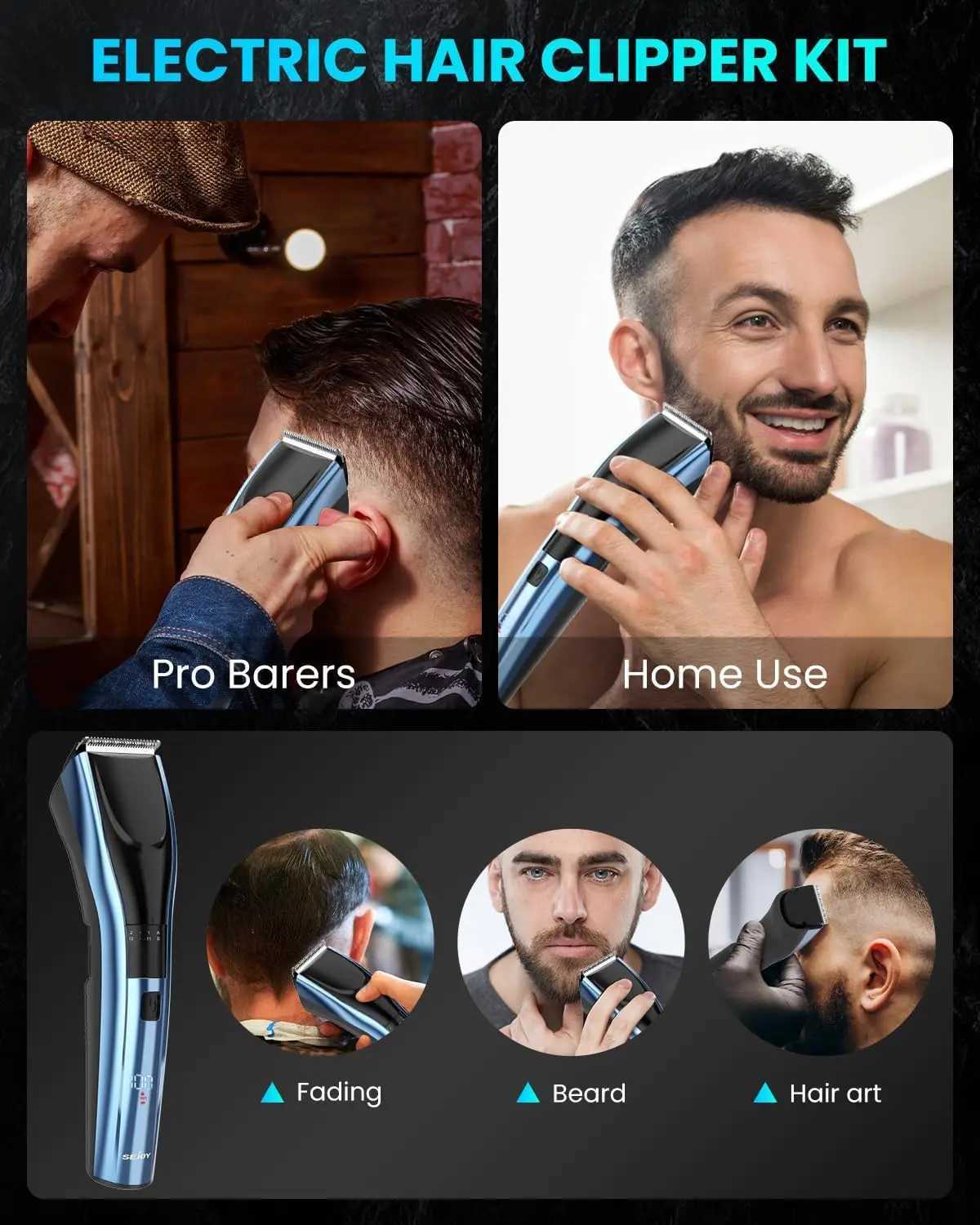 SEJOY Mens Cordless Hair Clipper Professional Mens Hair Clipper Charging Hair Clipper W241212