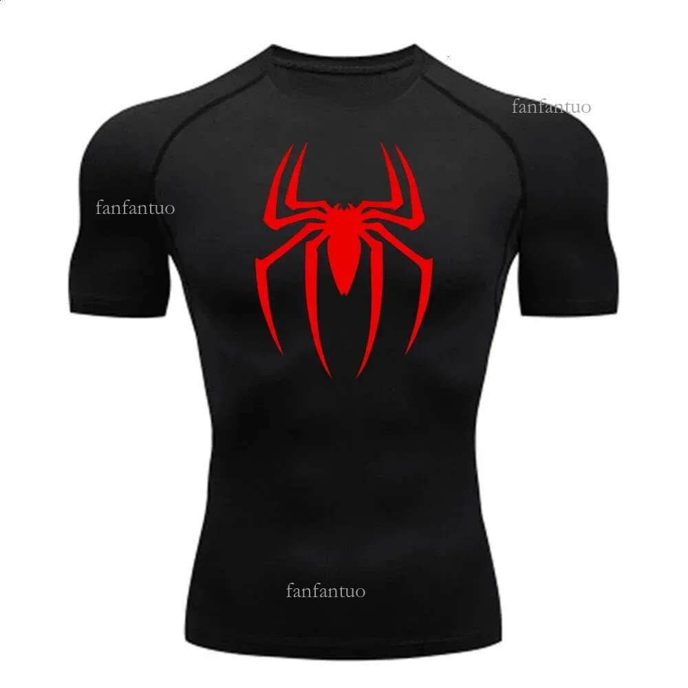 Mens Spider Print Compression Shirt Quick Dry TShirt Gym Running Jersey Breathable Short Sleeve Spring Summer M3XL 240820