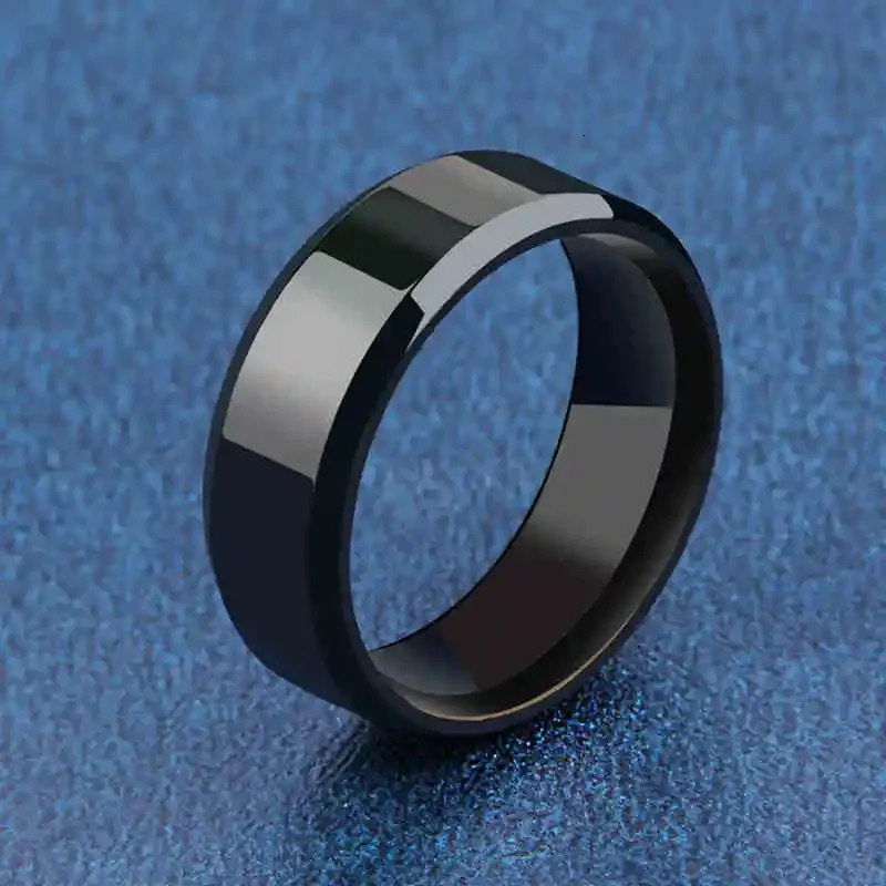 Mens Charm Jewelry Ring Womens Stainless Steel Black Wedding Engagement Band High Quality Matte 241210