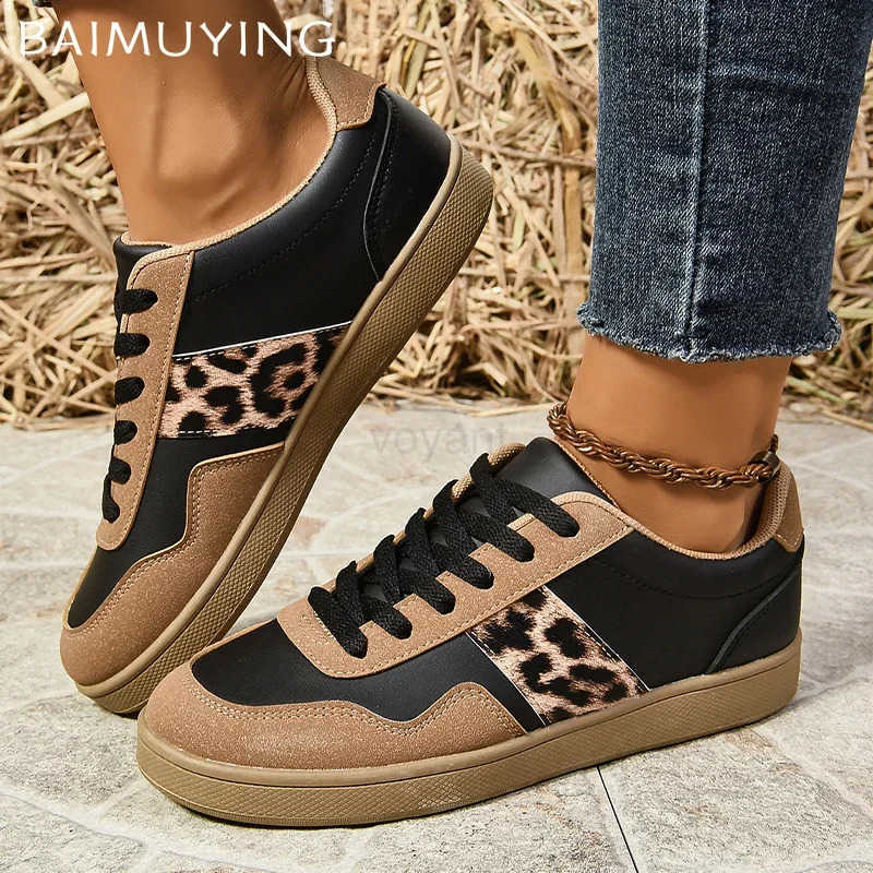 hot Leopard Print Sneakers for Women - Casual Lace Up Running Shoes, Comfortable Walking Flats with Stylish Design