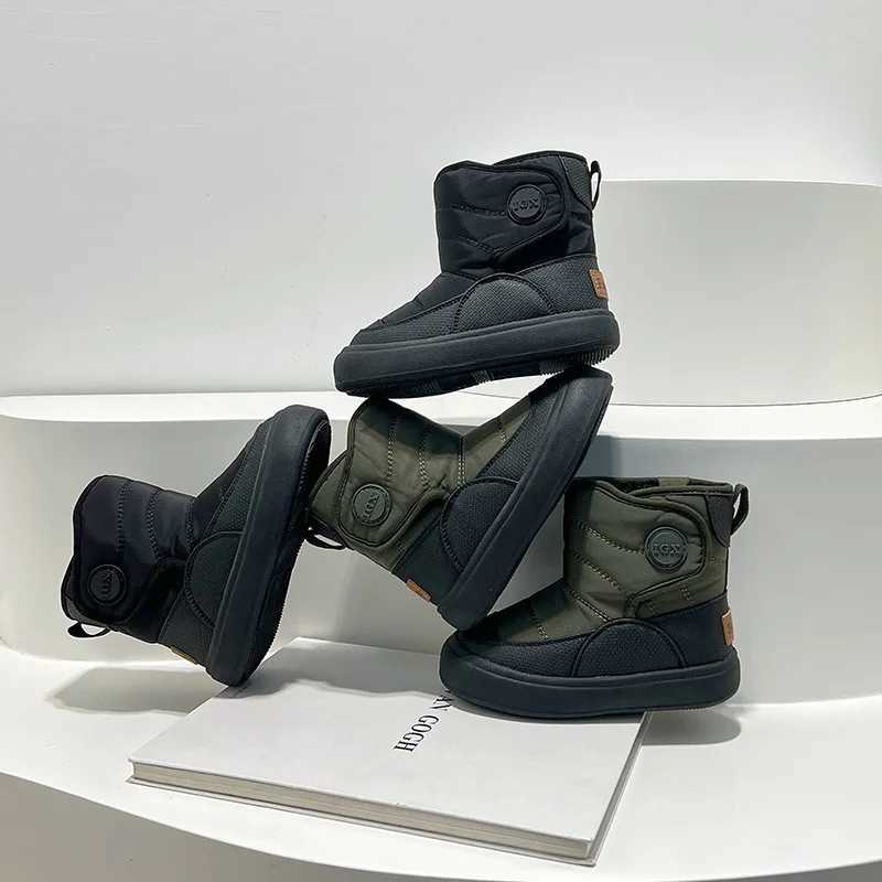Boots Kids Snow Boots Winte Boys Fashion Brand Short Ankle Boots Toddler Girls Warm Fur High Top Shoes Children Waterproof Soft Sole H241212