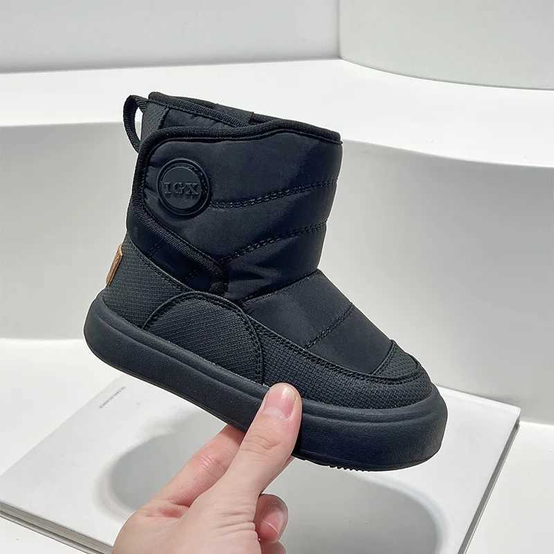 Boots Kids Snow Boots Winte Boys Fashion Brand Short Ankle Boots Toddler Girls Warm Fur High Top Shoes Children Waterproof Soft Sole H241212
