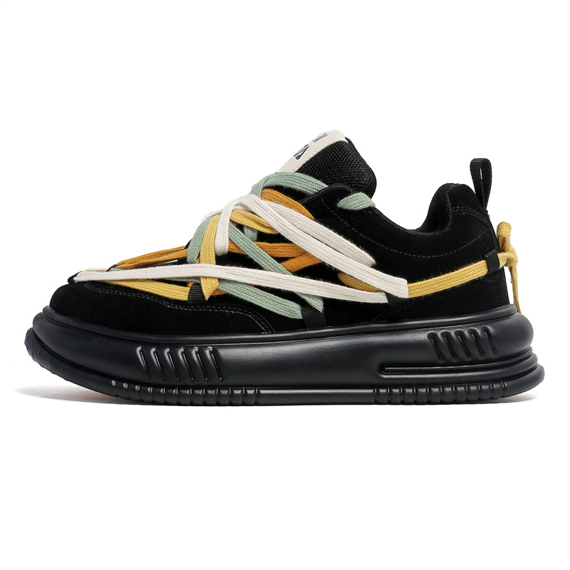 Men Women Couple Designer Sports Shoes:Breathable Soft Sole Chunky Shoes Increasing Height Versatile Size 36-44,Black/Beige,Free shipping