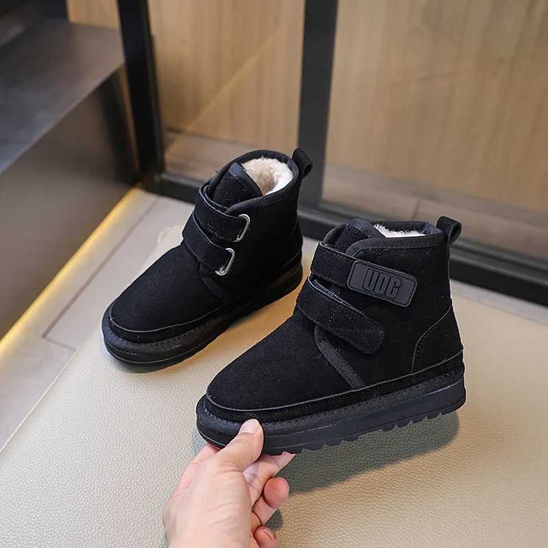 Boots Children Snow Boots 2025 New Style Boys Girls Baby Faux Suede Frosted Cotton Boots Plush Winter Warm Shoes Kids Size 26-37 H241212