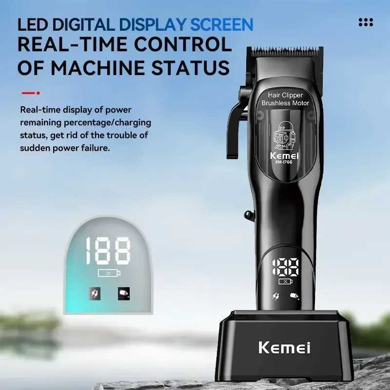 Kemei Barber Kit Rechargeable Professional Electric Barber with Charging Base Shaver Suitable for Men KM-1766 KM-1556 KM-2026 W241212