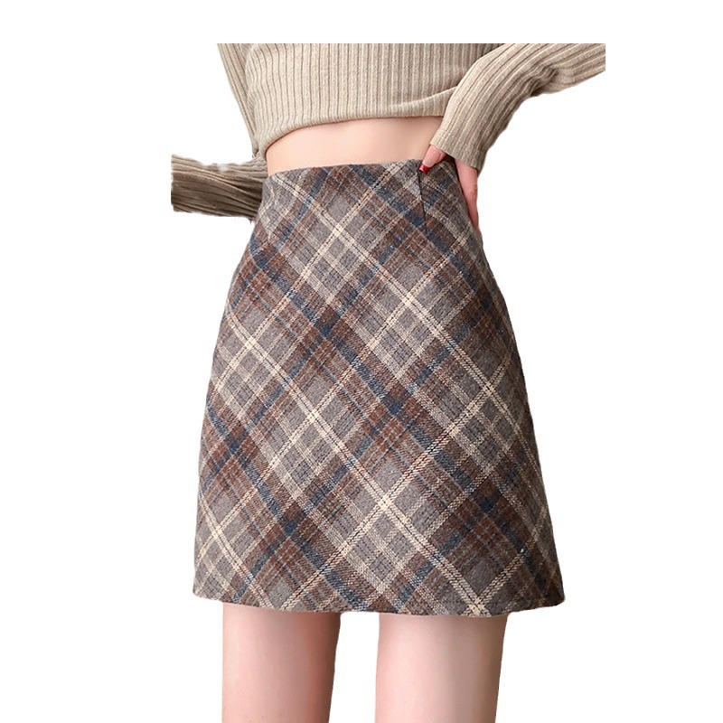 T1012 autumn and winter new Korean version large size fat MM high waist slim hip skirt short A-line skirt