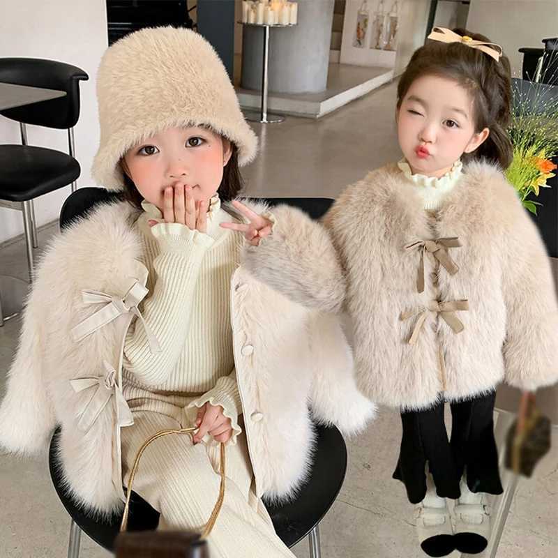 1-8 Year Children Baby Girls Jacket Autumn Winter Warm Faux Fur Coat For Girls Christmas Princess Outwear Fashion Plush ClothingXJ241211