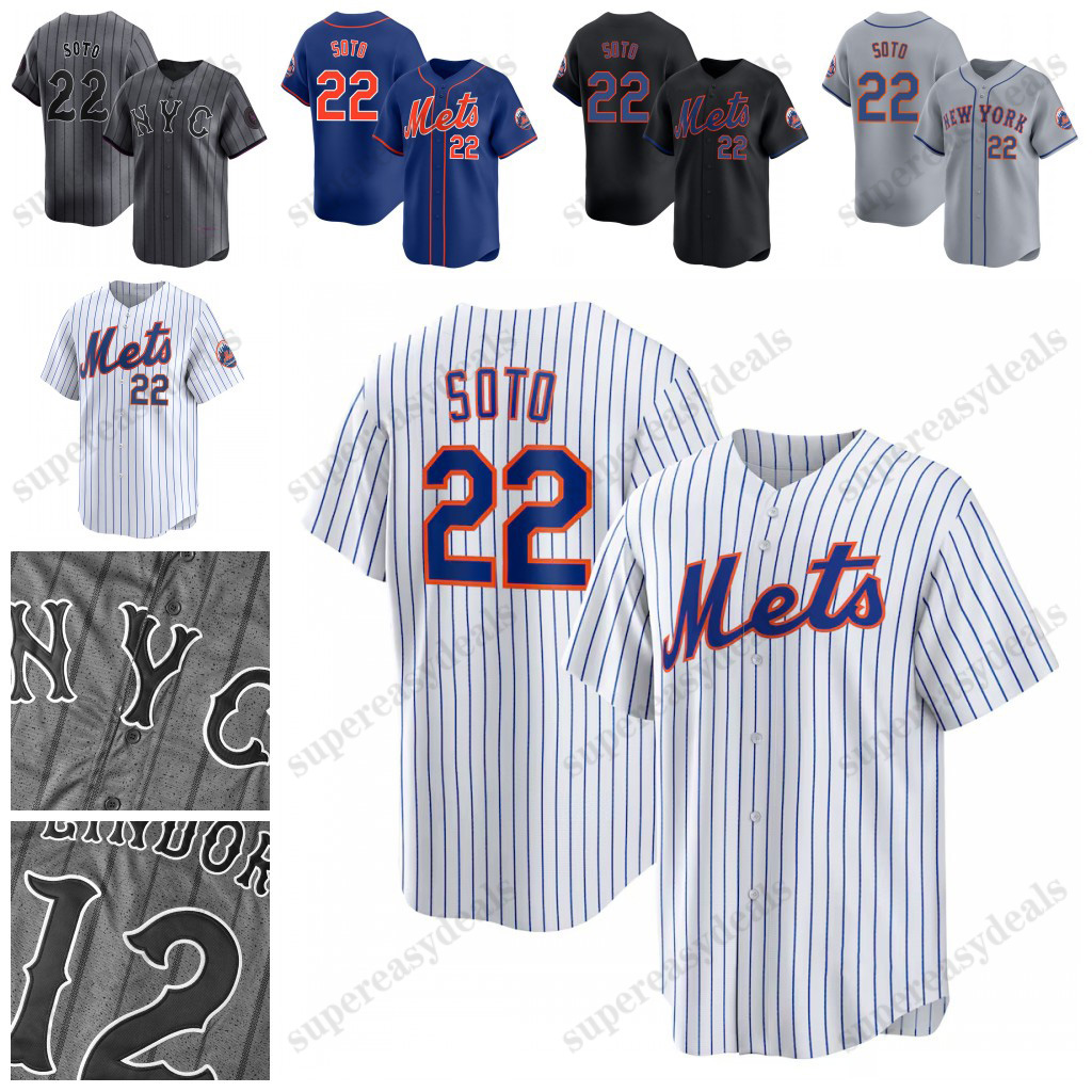 22 Juan Soto Mets 2024 Basesball Jerseys Pete Alonso Francisco Alvarez Martinez Francisco 12 Lindor Brandon Nimmo Edwin Diaz Jeff McNeil Brett Baty Starling Marte