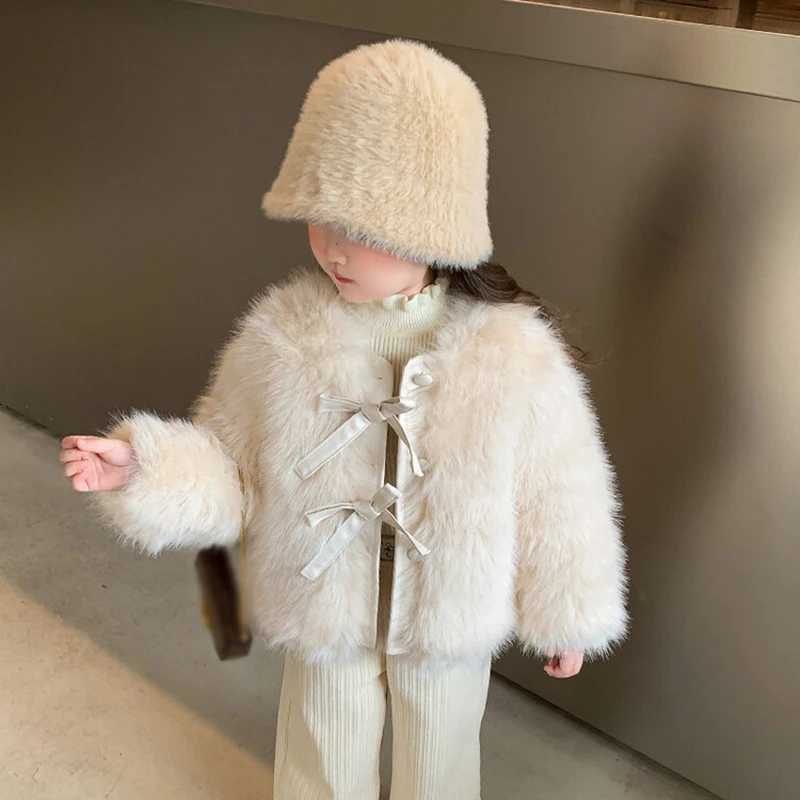 1-8 Year Children Baby Girls Jacket Autumn Winter Warm Faux Fur Coat For Girls Christmas Princess Outwear Fashion Plush ClothingXJ241211