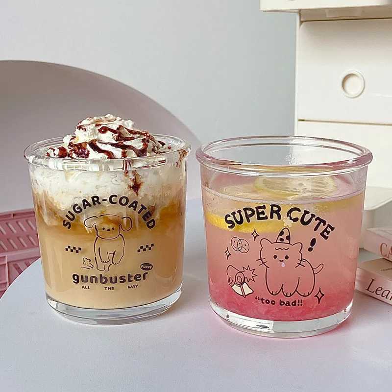 Cartoon dessert cup couple coffee cup water cup large capacity beverage cup Y241211
