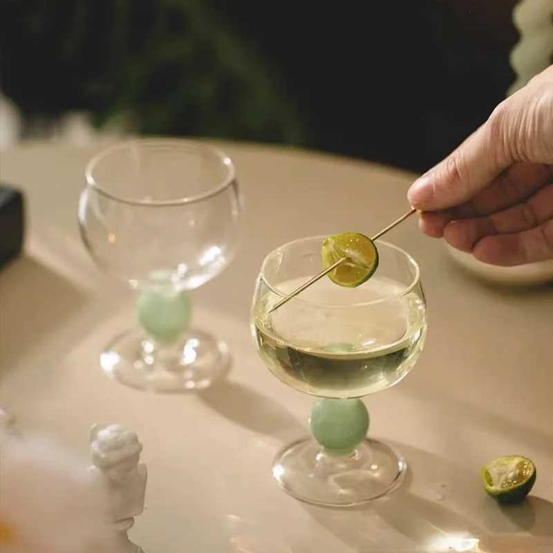 Nordic Cup Cute Green Ball Cup Champagne Cocktail Cup Short Dried Chrysanthemum Milk Shake Y241211