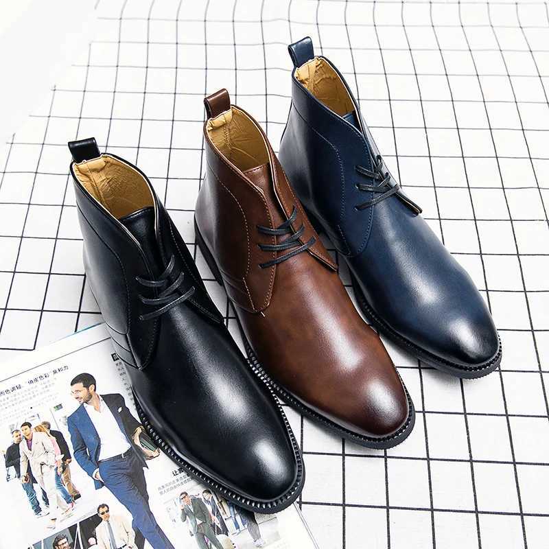 Men Chelsea Boots Men Slip- Luxury Business Dress Short Boots Fi Casual Career Ankle Boots Italy Handmade Leather BootsXJ241212