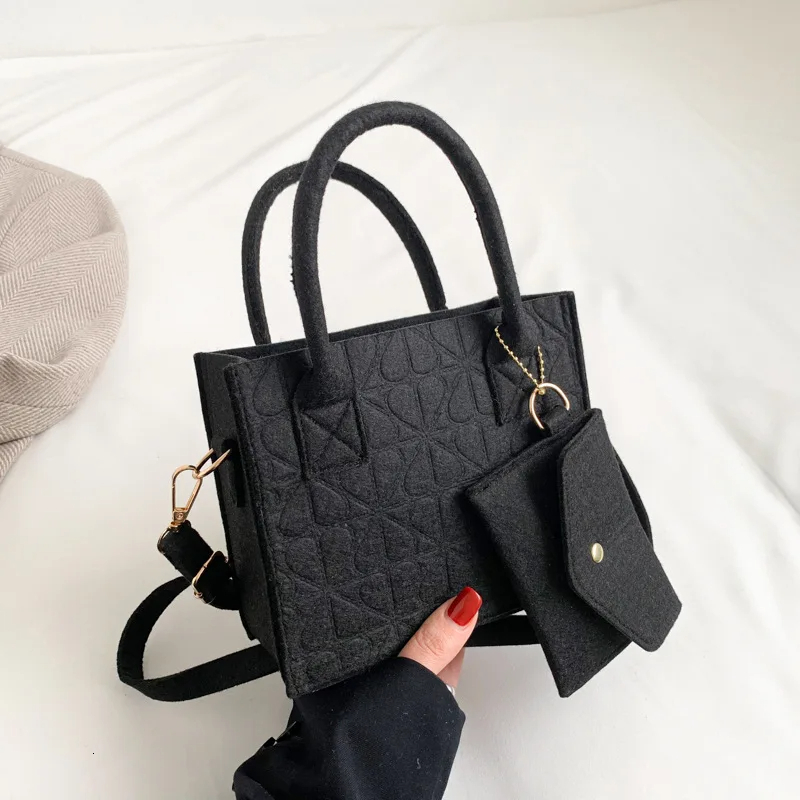 Hot Korean Version Of Minimalist Women's Bag With Felt Lightweight Designer Handbag, New Shoulder Bag Two-piece Set For Women's Handbag