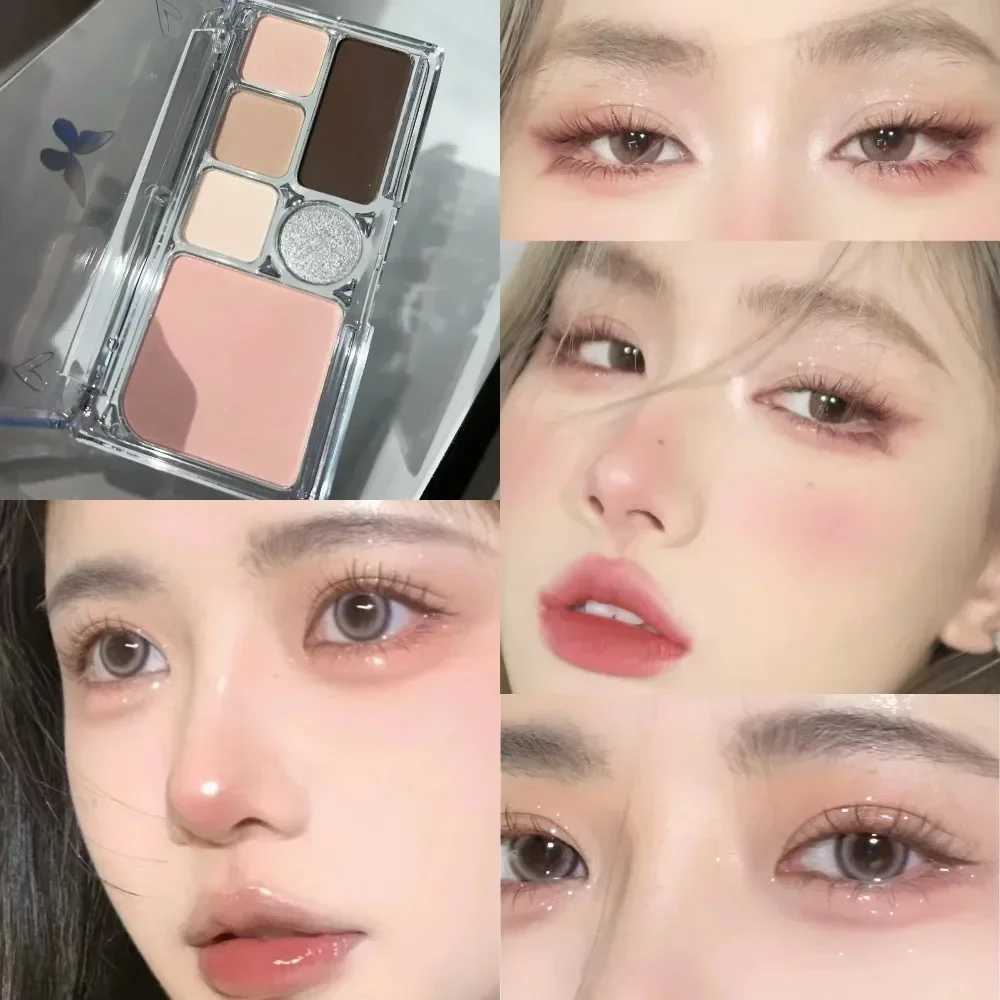 6 Colors Eye Shadow Palette Punk Smoky Black Glitter ly Eyeshadow Palette Korean Shiny Blue Eyeshadow Contour B MakeupW241212