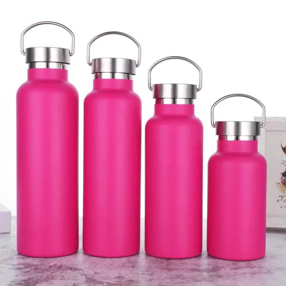 Stainless steel hot water bottle cup with lid portable outdoor vacuum valve cover childrens water bottles 350ML 500ML 750ML Y241211