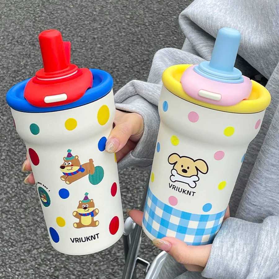 1Pc girl cute and fashionable stainless steel hot cup 760ml large capacity outdoor sports water cup handheld cup for direct drinking straw dual-use Y2