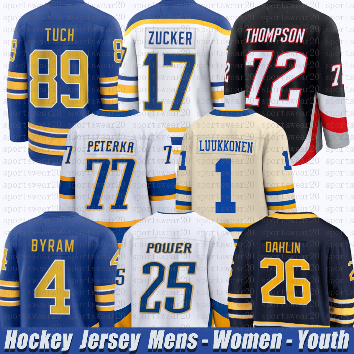 72 Tage Thompson buffaloES hockey jersey sabres jersey Alex Tuch Rasmus Dahlin Jason Zucker JJ Peterka Power DylanS Cozens Bowen Byram Ukko-Pekka Luukkonen jerseys