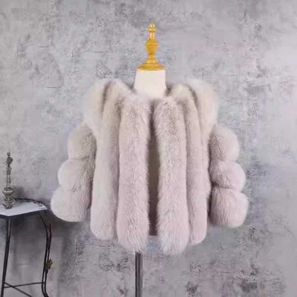 Autumn and Winter New Fox Fur Coat for Girls Trendy Personalized Warmth Patchwork Coat Fashion Children ClothesXJ241211