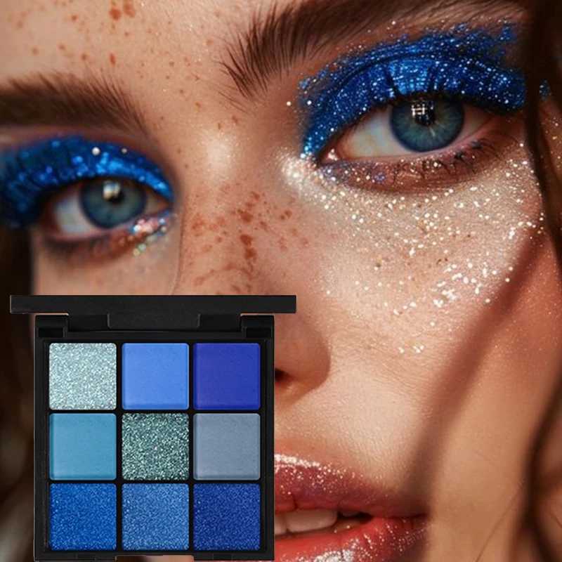 9-Grid Red Eyeshadow Palette Purple Glitter lescent Matte Eye Shadow Shimmer Makeup Long Lasting Women Beauty Eye CosmeticsW241212