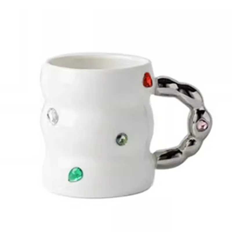Creative Gem Water Cup Light Luxury Home Ceramic Cup Afternoon Tea Coffee Cup Breakfast Milk Cup Beverage Set Y241211