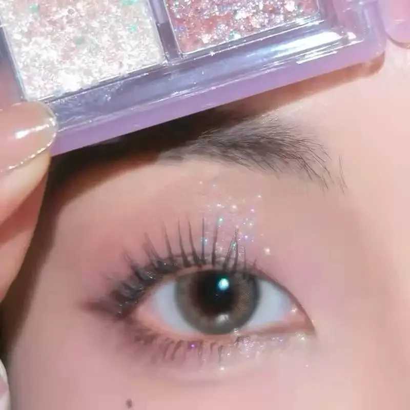 Eye shadow quad palette glitter sequins low saturation purple gray matte earth eye shadow tray makeupW241212