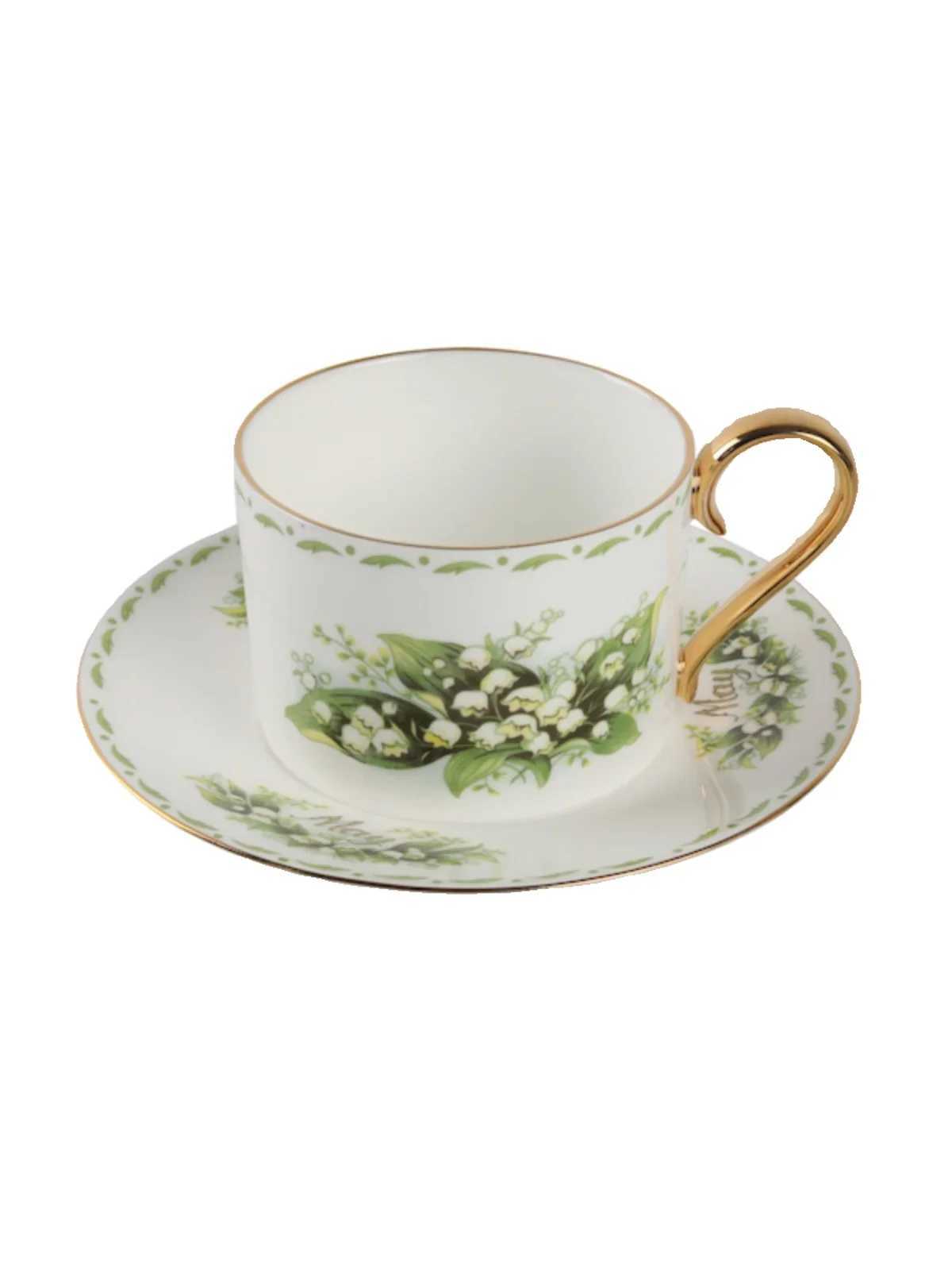 Valley Lily Bone Gold Plated Light Luxury Coffee Cup and Sauce Set Afternoon Tea Cup and Sauce Housewife Y241211