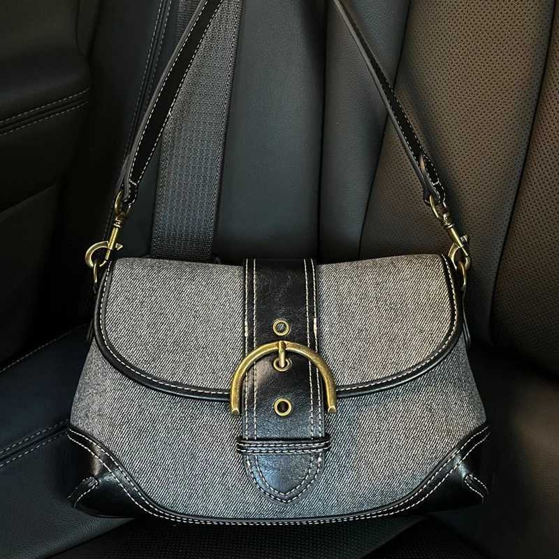 Hot Denim Underarm New Bag - Canvas Splicing Design, Envelope Style Handbag For Women Fashion bags