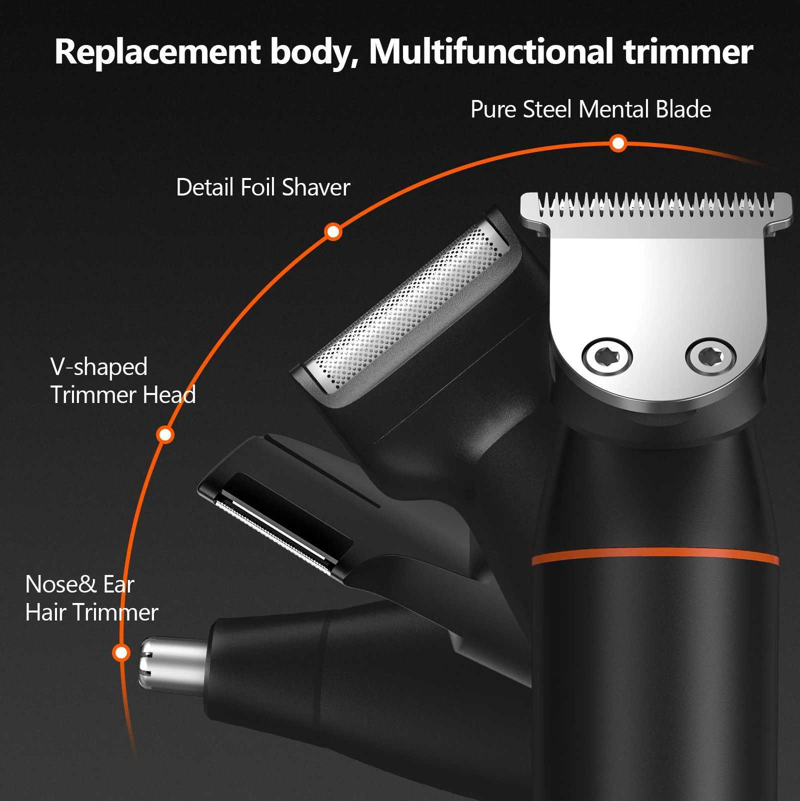 MAXGROOM 4-in-1 Mens Body Hair Trimming Kit Pubic Hair Trimmer Nose Beard Trimmer Electric IPX6 Waterproof Mens Beard Trimmer W241212
