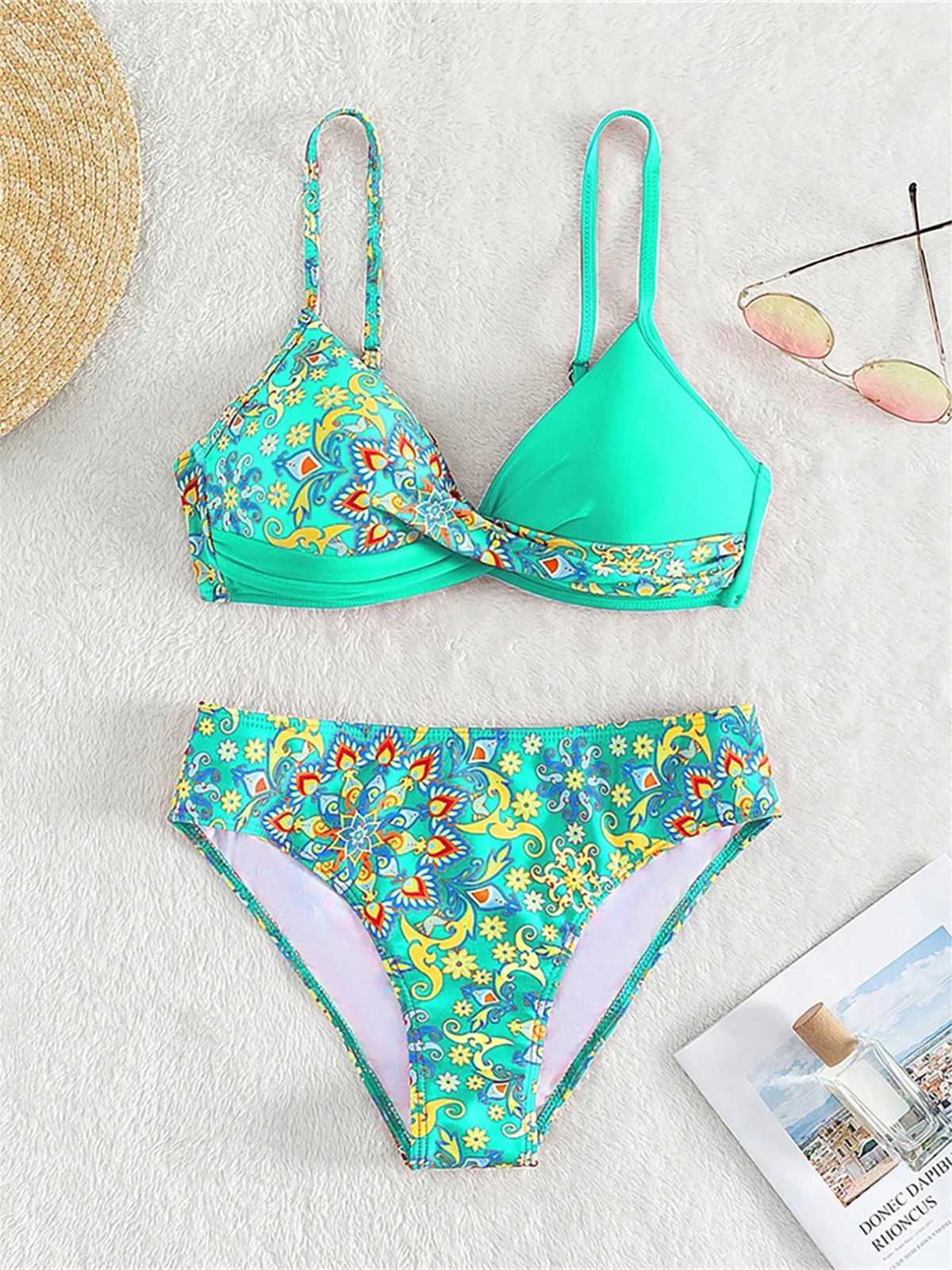 S - XL Printed Bikini Push Up Swimsuit Fa Swimwear Women Two-pieces Bikini set With Bra Cup Bather Bathing Suit Swim K5481XJ241212