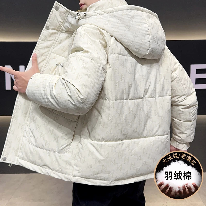High quality winter white duck down jacket mens hooded puff jacket thick bread jacket warm pad jacket 241210