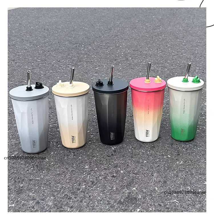 600ML stainless steel vacuum cleaner with straw car coffee cup outdoor sports hot water bottle keep hot and cold crazy cup Y241211