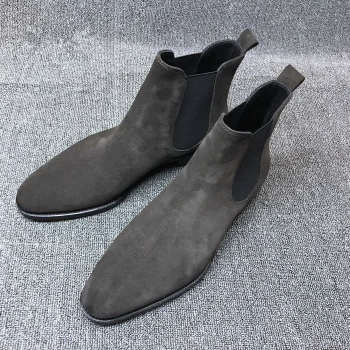 Faux Deerskin Chelsea Boots Casual Mens Boots Suede High-top Shoes Boots Men Zapatos De Hombre Botas De HombreXJ241212