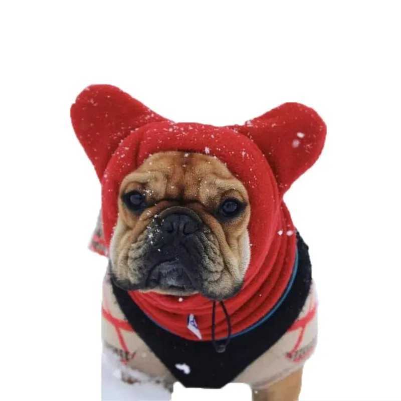 Cute Dog Wool Bat Hat Soft Adjustable French Bulldog Winter Hat Pet Supplies M241212