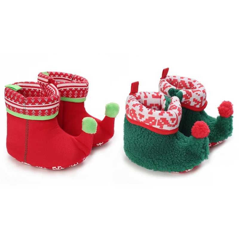 Boots Baby Winter Warm Fleece Christmas Snow Boot Toddler Soft Bottom Anti-Slip Slippers Infant Boys Girls Thicken First Walkers H241212