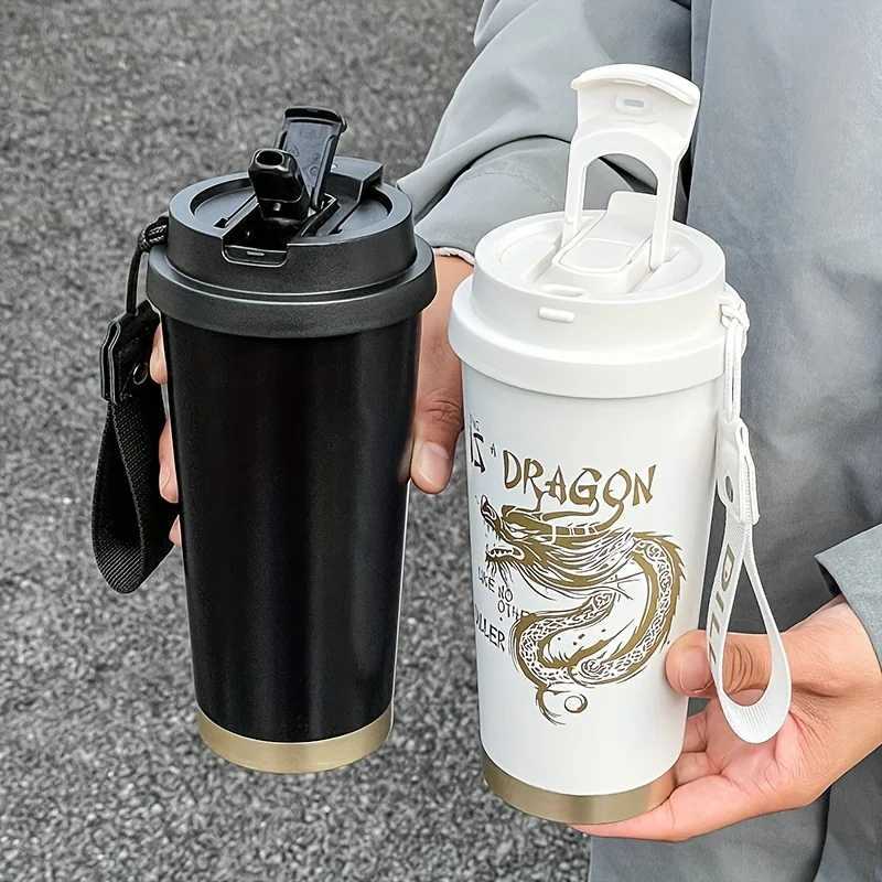 Dragon Soars Elegant Gold Insulated Cup 17.58oz Large Capacity Ceramic lined Insulated Cup Y241211