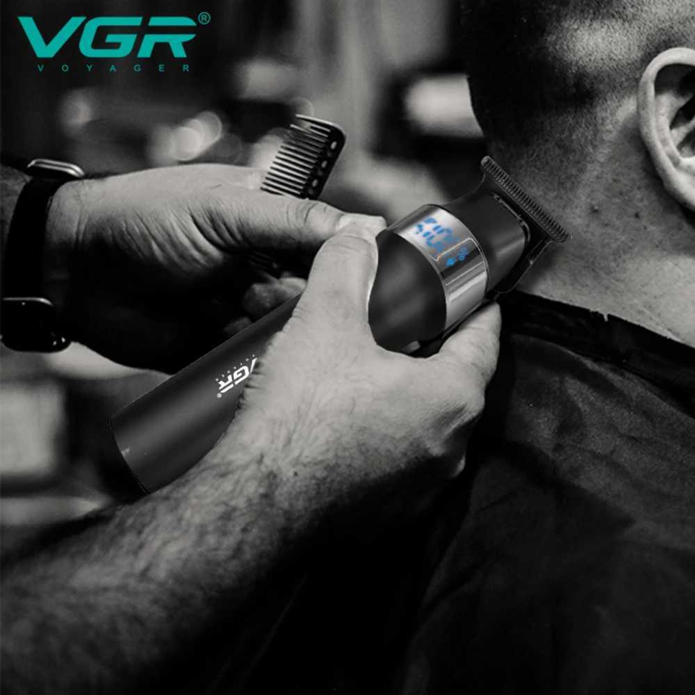 VGR Barber Rechargeable Trimmer Professional Barber Digital Display Barber V-987 Mens Electric Barber W241212