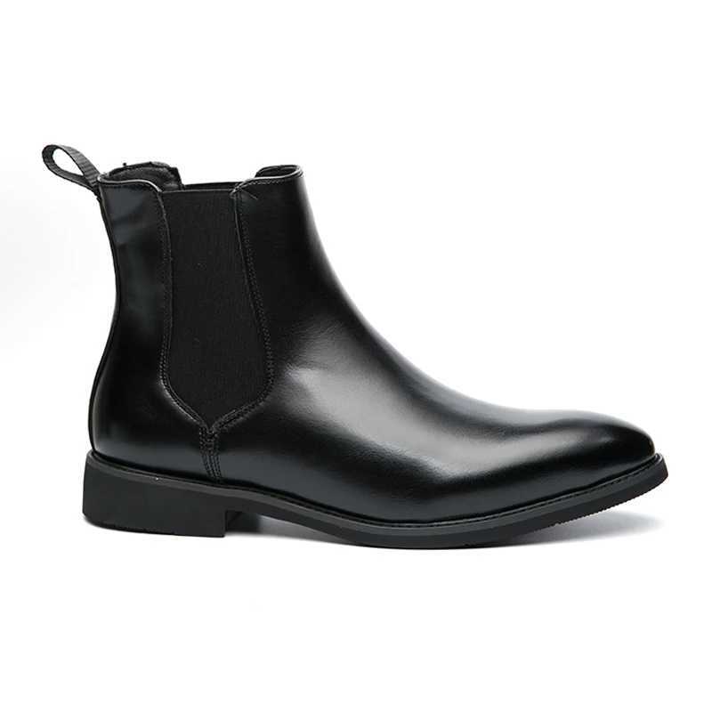 Men Pointed Toe Chelsea Boots Fi PU Leather Black Brown British Style Plus Big Size 47 48 49XJ241212