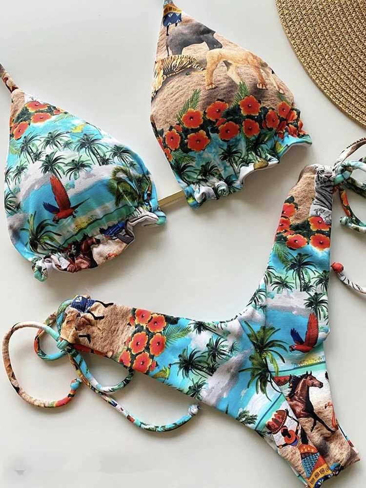 RUOTONGSEPT 2022 Striped Bikini Set Knotted Swimsuit Women Biquinis Beach Sexy Thong Swimwear Bandage Brazilian Mirco BikinisXJ241212