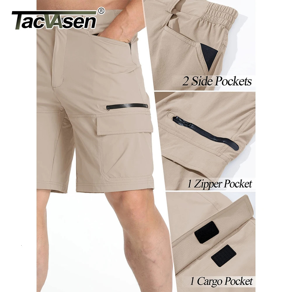 TACVASEN summer mens quick drying work shorts casual hiking cargo shorts multi pocket lightweight outdoor fishing shorts 241211