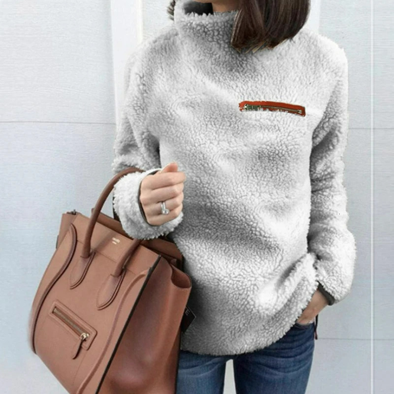 Winter super soft and comfortable solid color turtle neck zipper womens sweater fashionable zipper sexy top womens fashionable clothing 241212